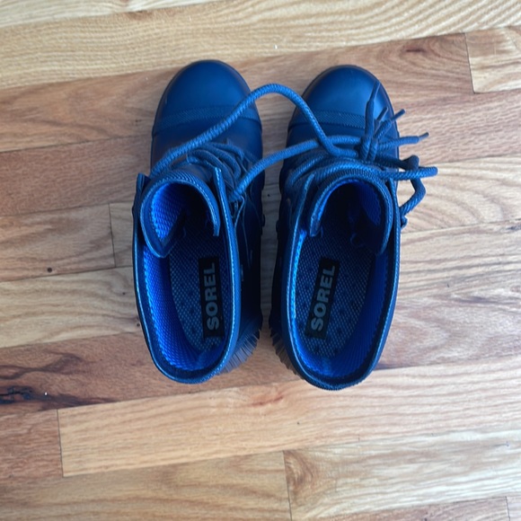 Sorel Joan Wedge Rubber Rain Boots Chelsea Pull On Women's US 8 BLUE Glossy - Picture 5 of 6